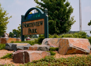 Signage and outcroppings Northview Park