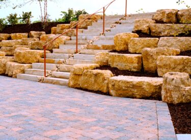 Commercial Boulder steps with stone