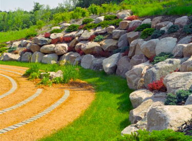 Commercial stone retaining wall