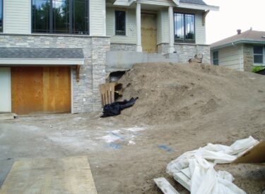 Retaining wall and stone staircase