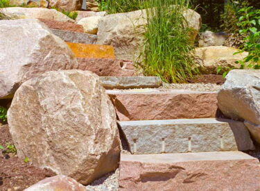 boulder lined stone stairway