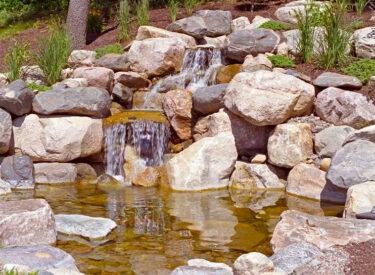 Boulder water fall and pond