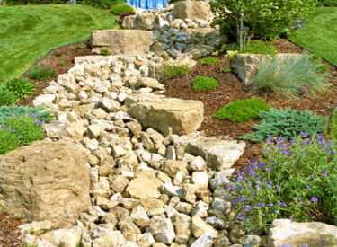 Natural boulder stone water feature
