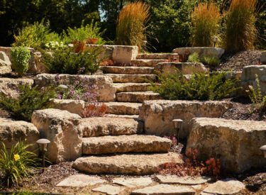 Natural Stone Steps walkway with boulders
