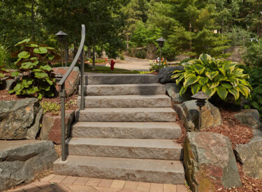 natural stone stairway and boulders in mn